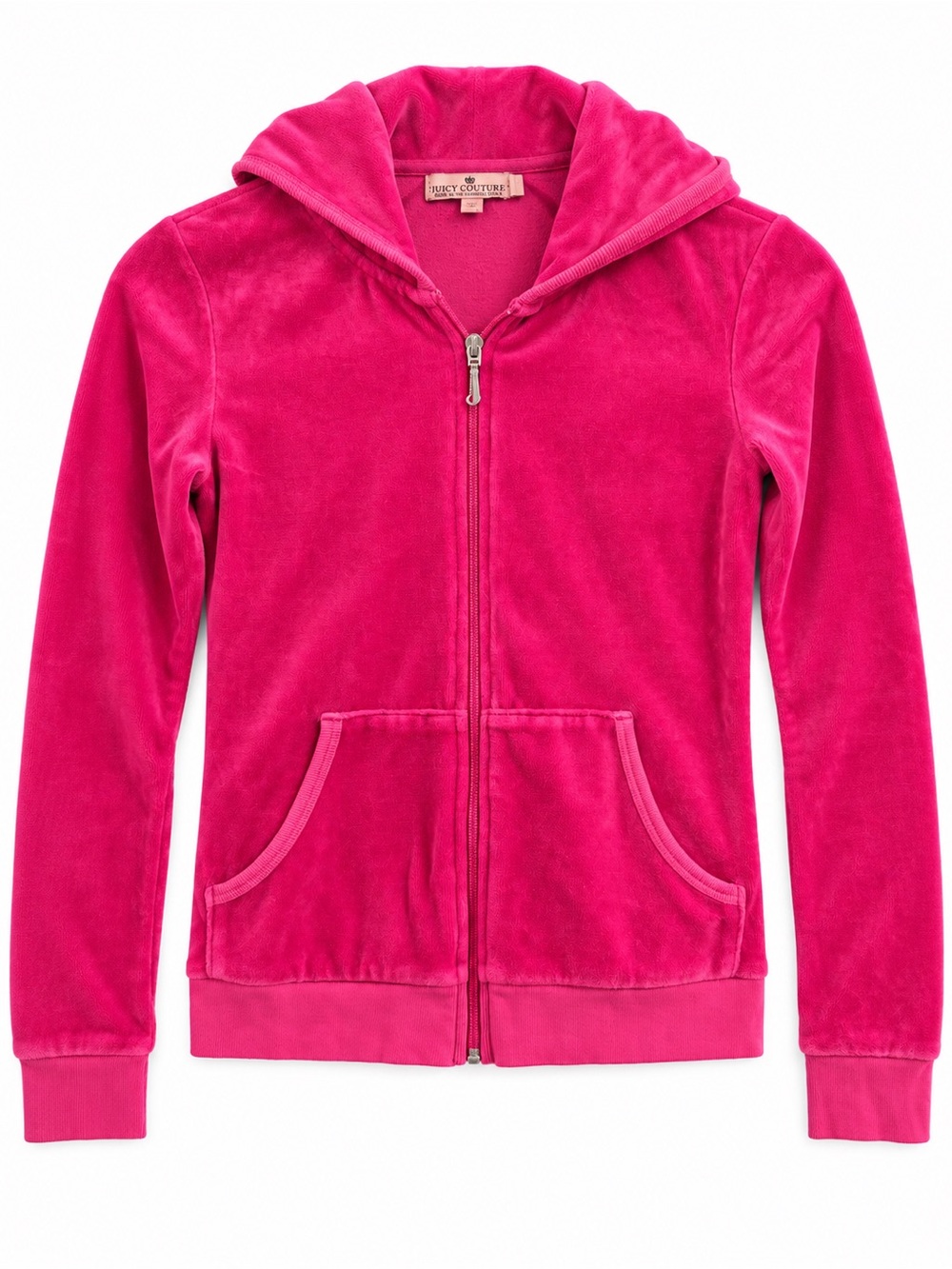 Juicy Couture Girls Pink Velour Zip-Up Hoodie Size 10